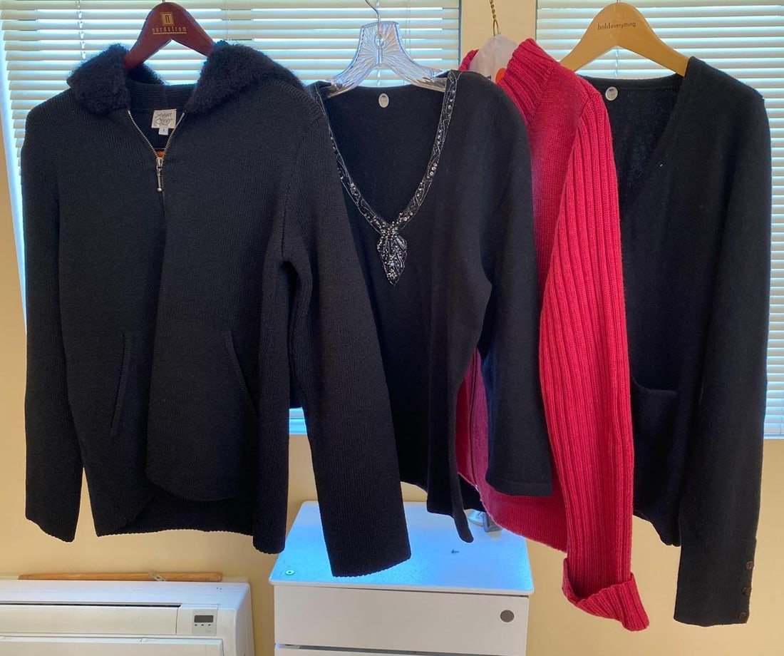 Four Margaret O'Leary San Francisco Sweaters, Two Cashmere: Four Margaret O'Leary San Francisco Sweaters, Two Cashmere. Sizes small- medium ​​​​​​​SHIPPING AVAILABLE FOR THIS LOT THROUGH LISTED SHIPPERS Pick-Up will be