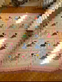 Vintage Handmade Embroidered Quilt