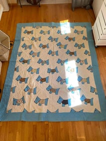 Vintage Hand Made Scottie Dog Quilt