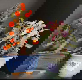 Two Glass "Jade" Trees