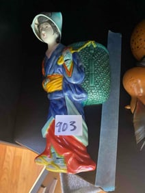 Older Japanese Figural Porcelain Wall Pocket