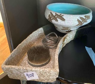 Japanese Ikebana Pottery Vases & Flower Frogs