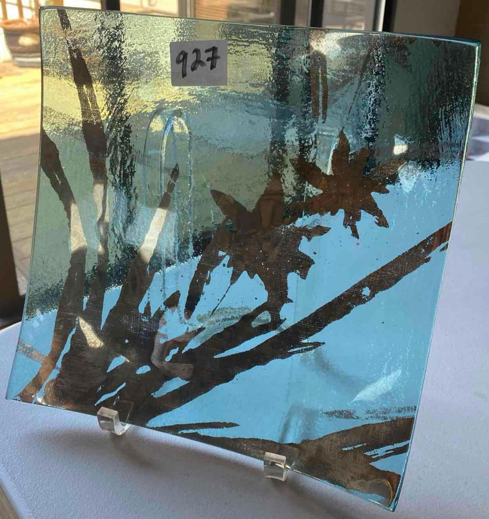 Annie Glass Silver Gilt Plate With Floral Motif (1 of 4)