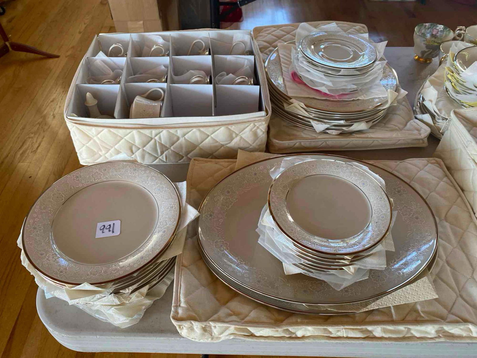 Gorham Chantilly Lace China, Including Teacups & Serving Plates: Gorham Chantilly Lace China, including teacups & serving plates Pick-Up will be Thursday Aug 8th & Saturday Aug 10th from 11:00-4:00. Shipped items must have shipping arranged by Saturday, Aug 10th. I