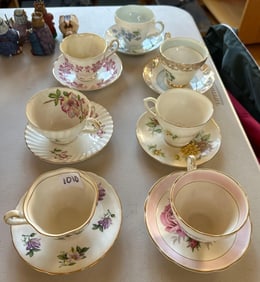 Seven Bone China Teacups & Saucers