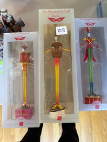 Three Russ Holiday Masquerade Ball Figures In Boxes
