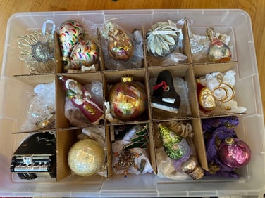 Lot Of Christmas Ornaments, Many Hand Painted