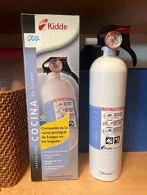 Two Fire Extinguishers, One In Box