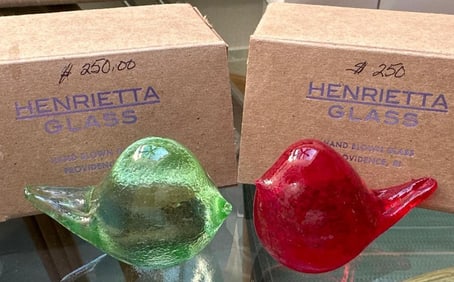 Two Art Glass Birds, Henrietta Glass