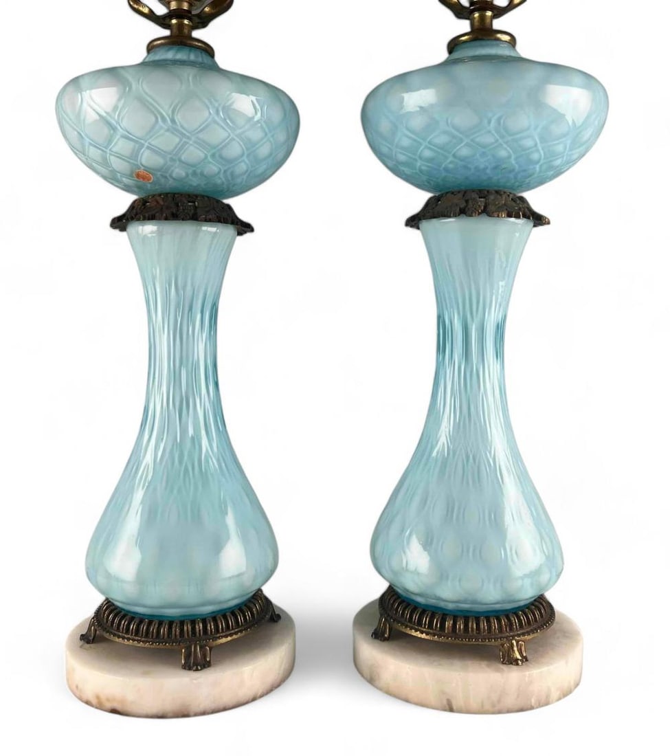 Pair Of Murano Blue Glass Lamps (1 of 19)