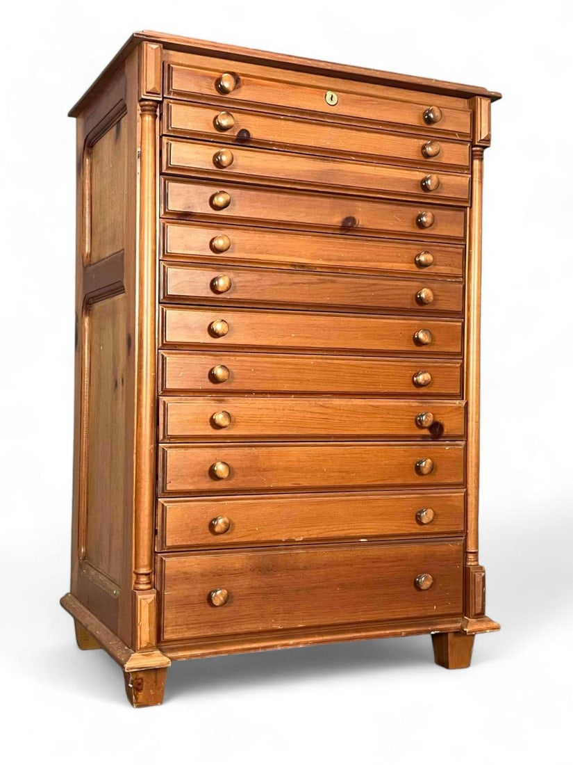 Twelve Drawer Wooden Flat File Cabinet (1 of 10)