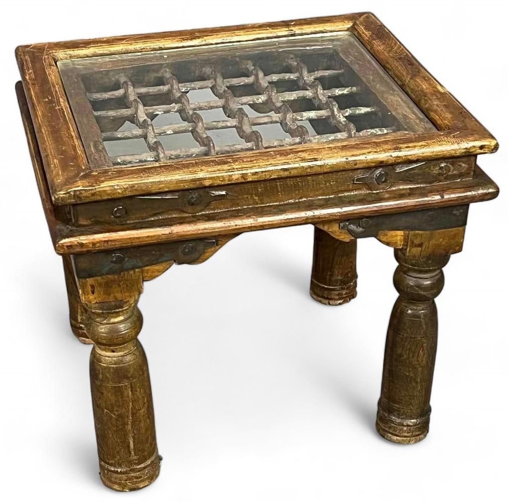 Antique Iron Window Grate In Wooden Side Table (1 of 13)