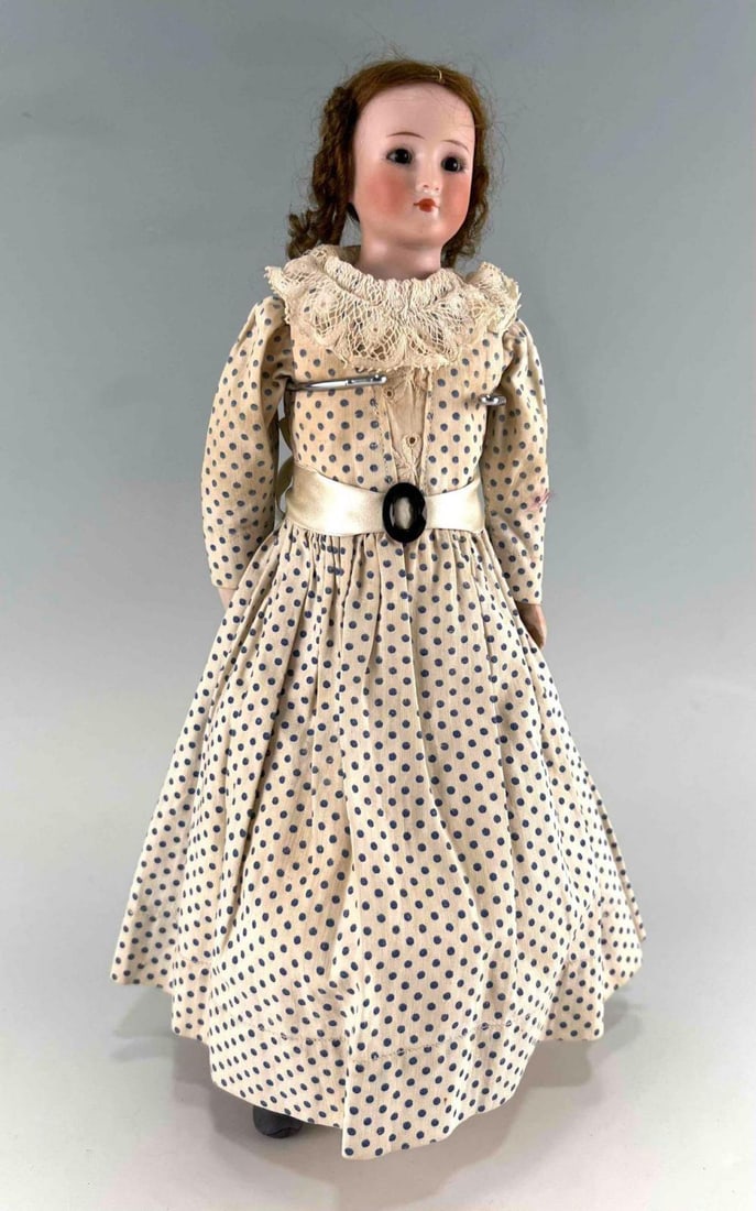 Simon Halbig 1160 "Little Women" Porcelain Head Doll: Simon Halbig 1160 "Little Women" Porcelain Head Doll, 13in. Joined leather body. Marked "S&H 1160-1." Approximately 13.0H x 3.75W x 2.0D in.