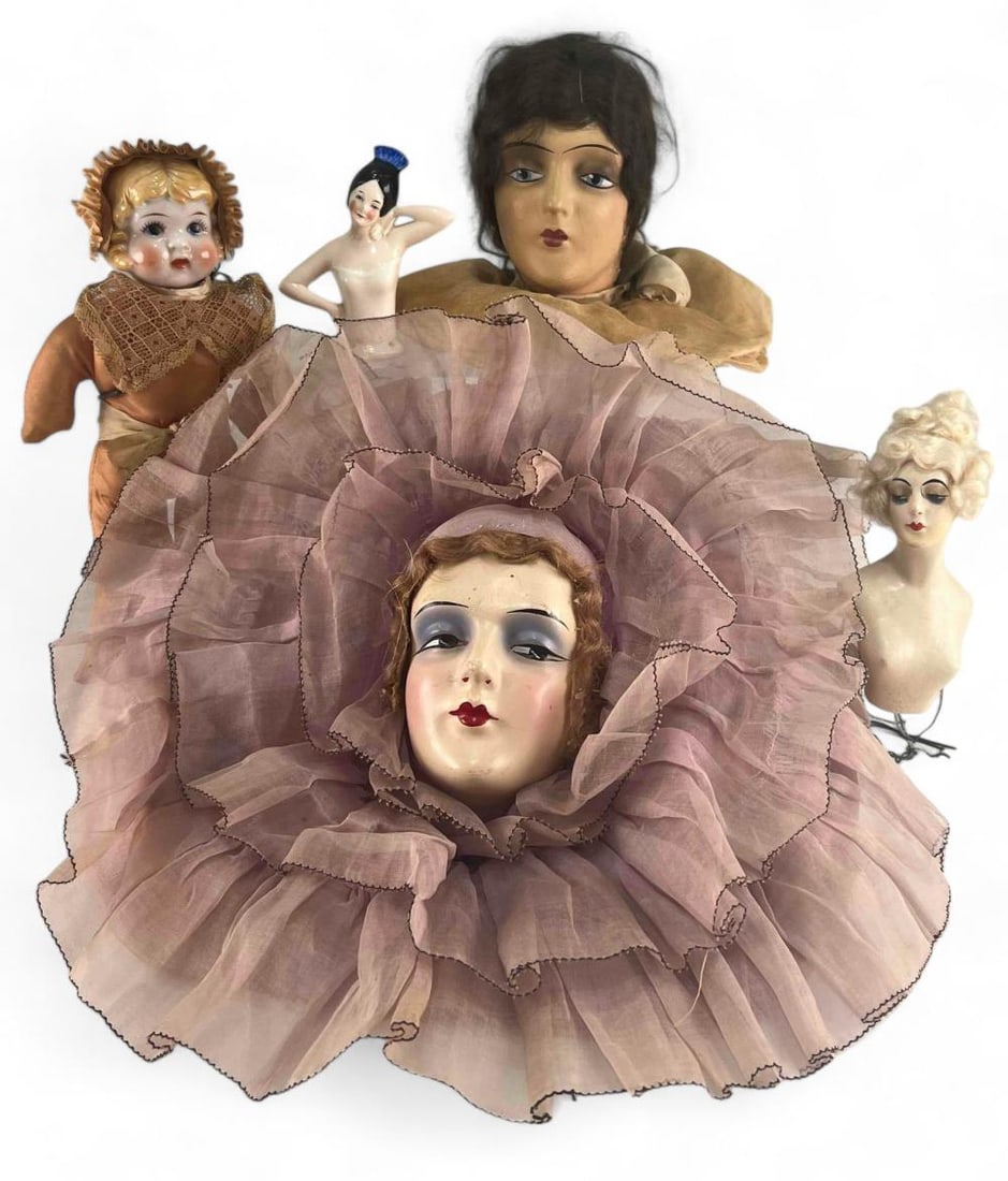 Boudoir Doll Heads & Wax Pin Cushion Doll (1 of 19)