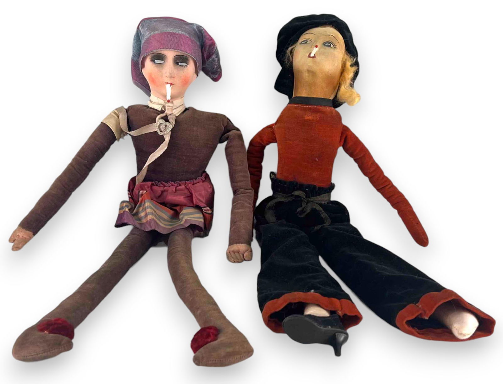 Two Art Deco Smoking Boudoir Dolls (1 of 14)