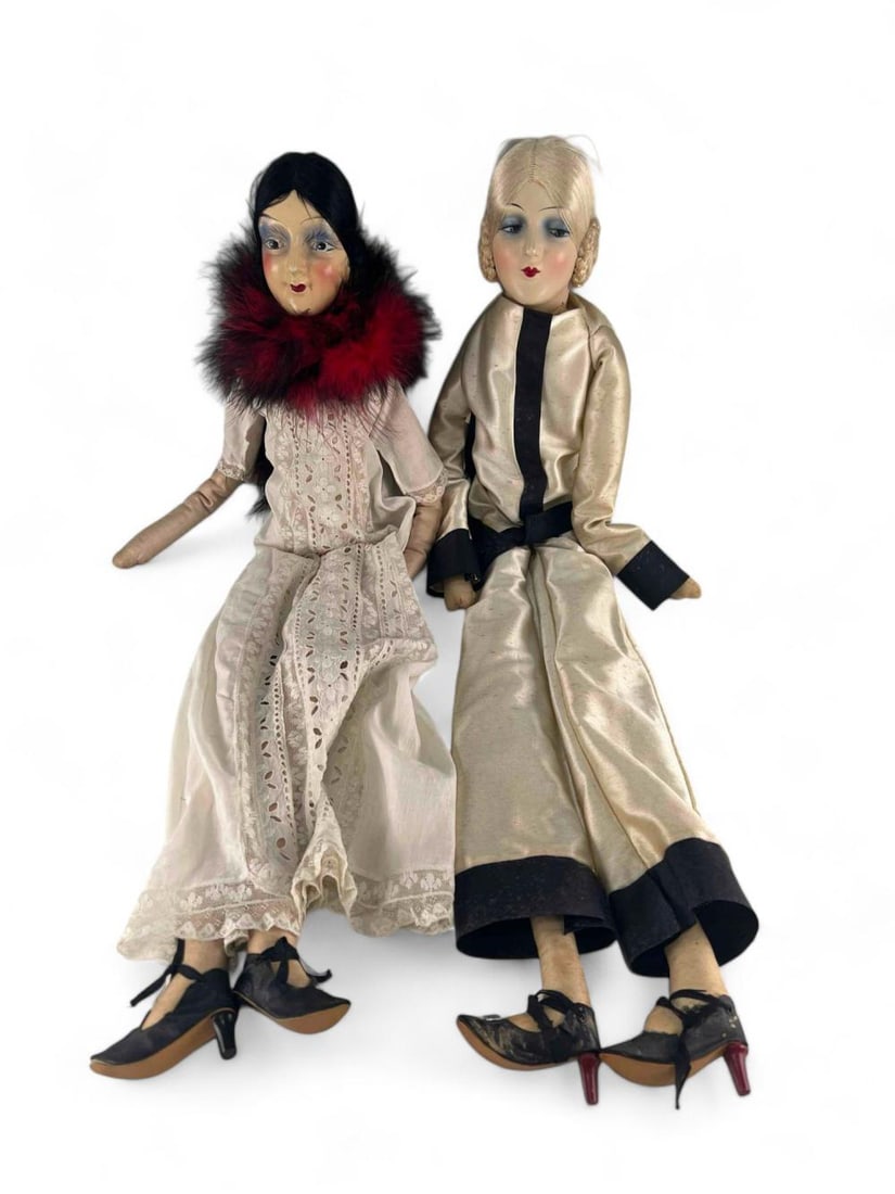 Two Art Deco Composition Head Boudoir Dolls (1 of 20)