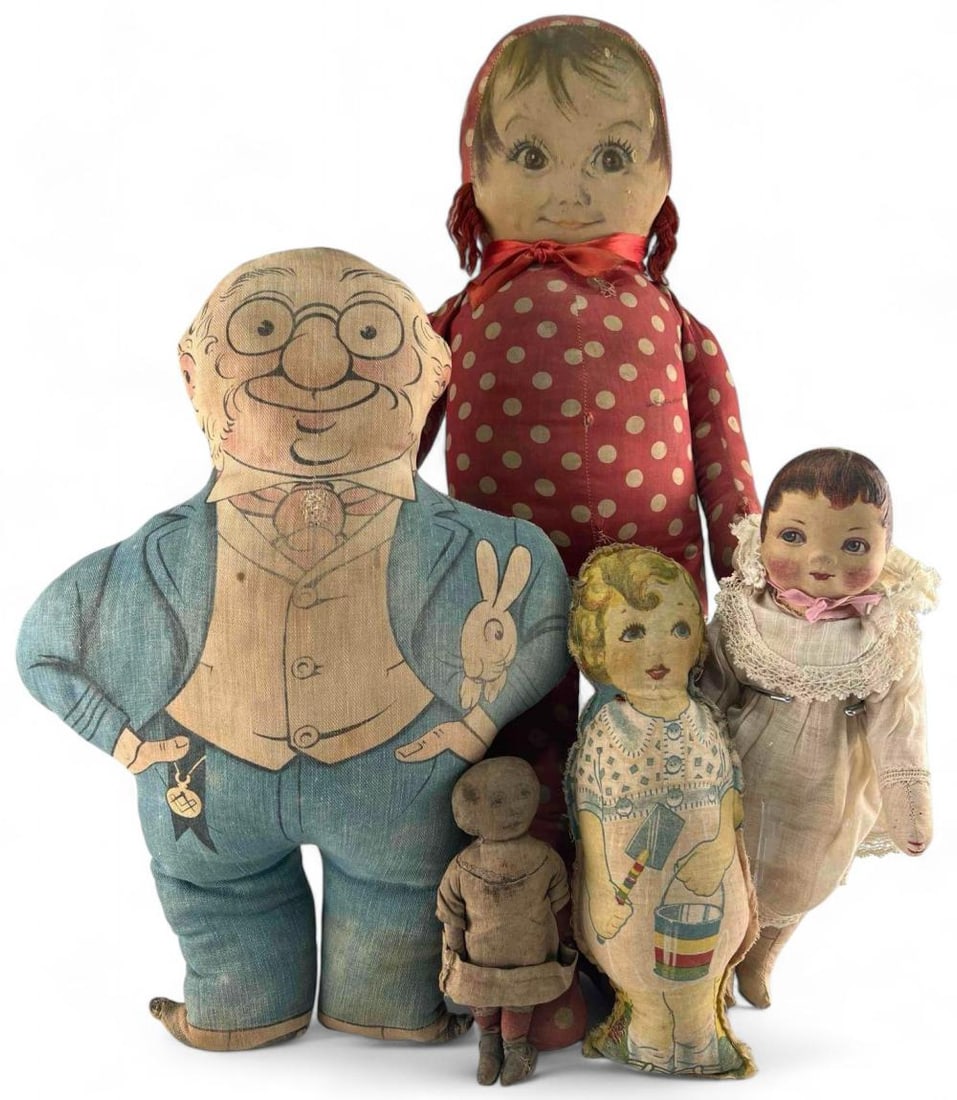 Cloth Lithographed & Early Cloth Dolls, Including Large Maude Tausey Fangle Doll (1 of 20)