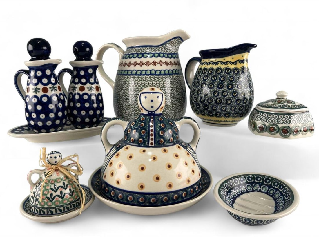 Grouping Of Hand Painted Polish Pottery (1 of 20)