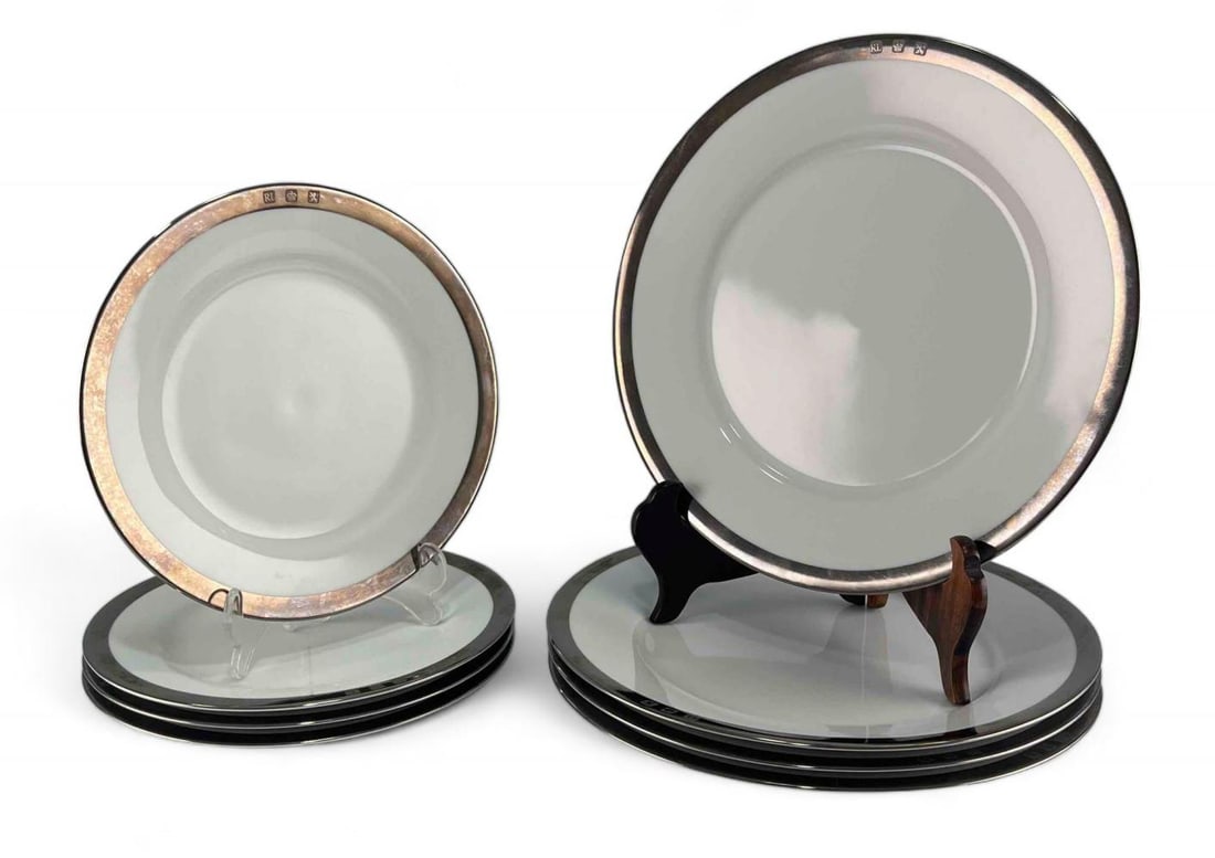 Ralph Lauren Academy Platinum Salad & Dinner Plates: Ralph Lauren Academy Platinum Salad & Dinner Plates. Includes four salad and four dinner plates. Approximately 8.5L x 8.5W x 0.75H in. Approximately 10.75L x 10.75W x 1.0H in.