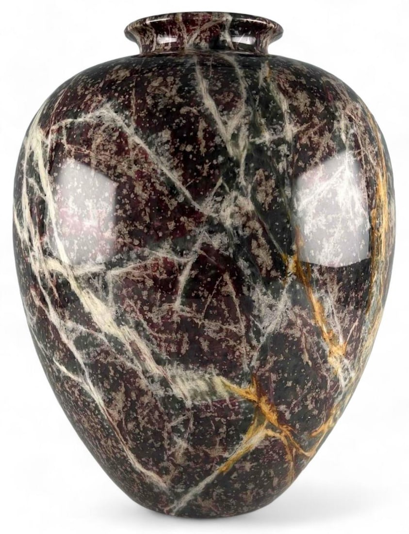 Large Marbleized Taiwanese Vase: Large Marbleized Taiwanese Vase. Approximately 15.25H x 12.125W in.