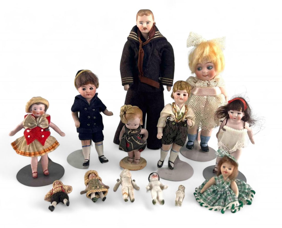Group Of Miniature Porcelain Dolls, Including German (1 of 12)
