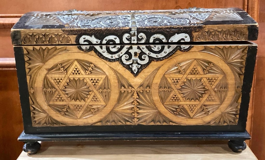 Ornately Carved Antique Chest With Star Of David Motif (1 of 6)