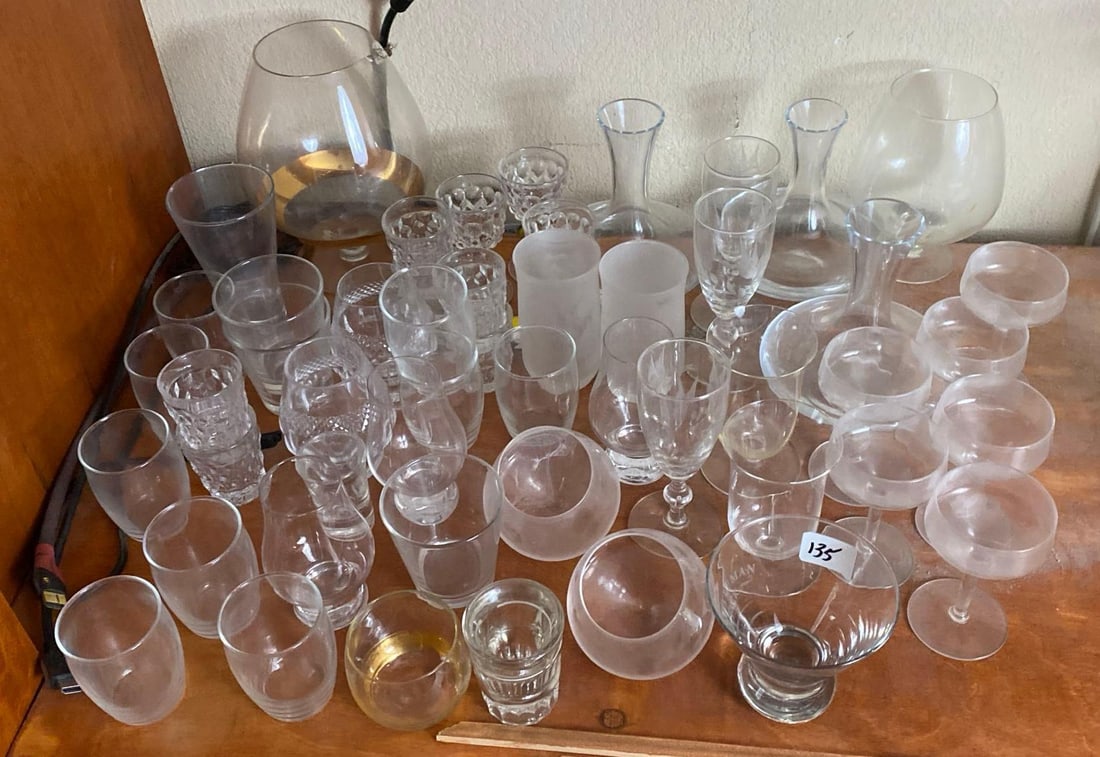 Large Lot Of Glass Barware: Large lot of glass barware. NO SHIPPING AVAILABLE FOR THIS LOT, LOCAL PICK UP ONLY