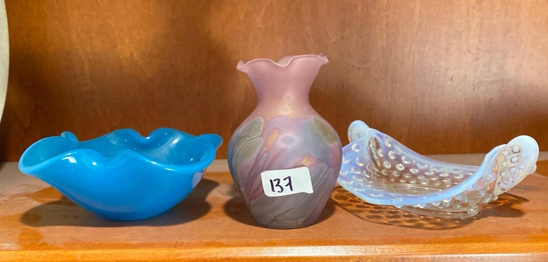Three Art Glass Pieces, Including Reuven Glass: Three art glass pieces, including Reuven Glass.