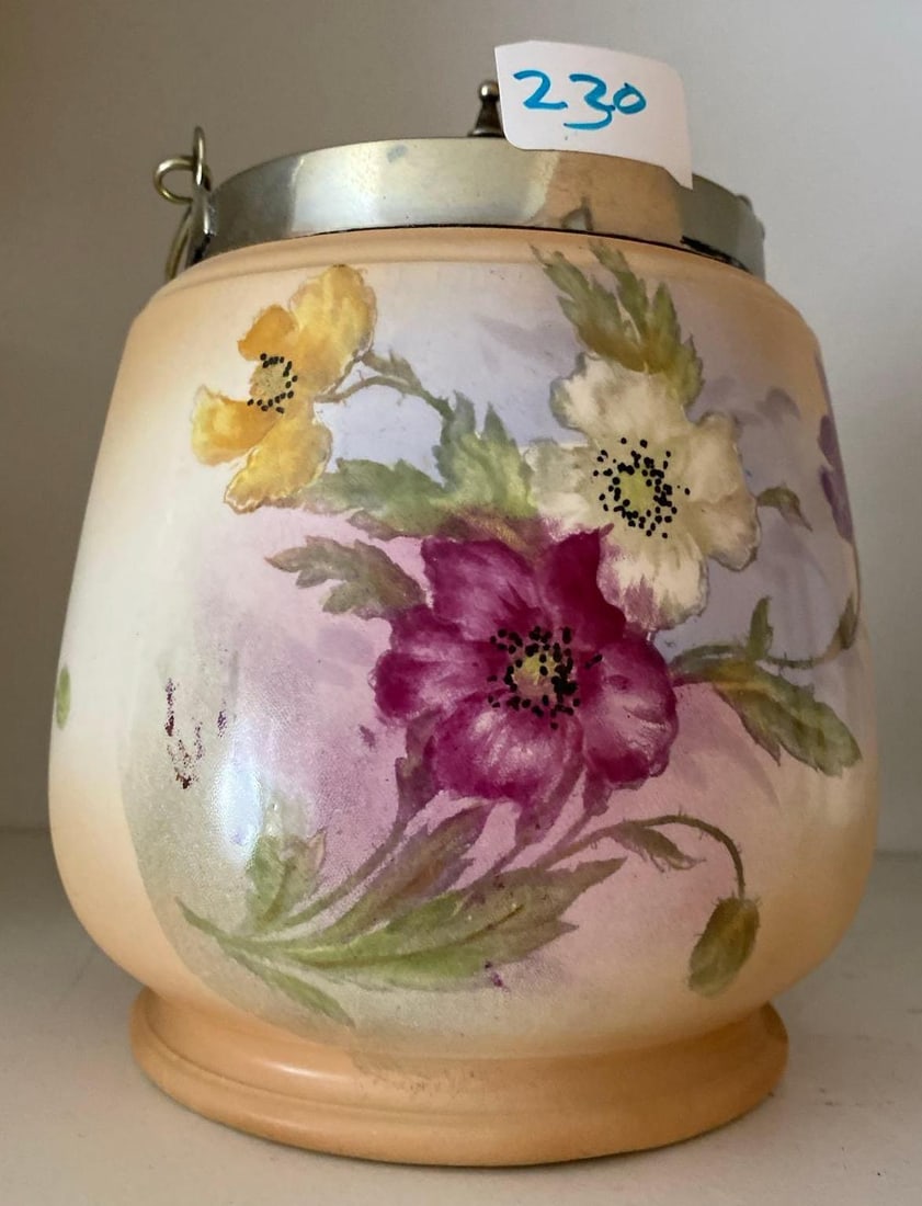 Antique Porcelain Humidor With Poppy Motif (1 of 4)