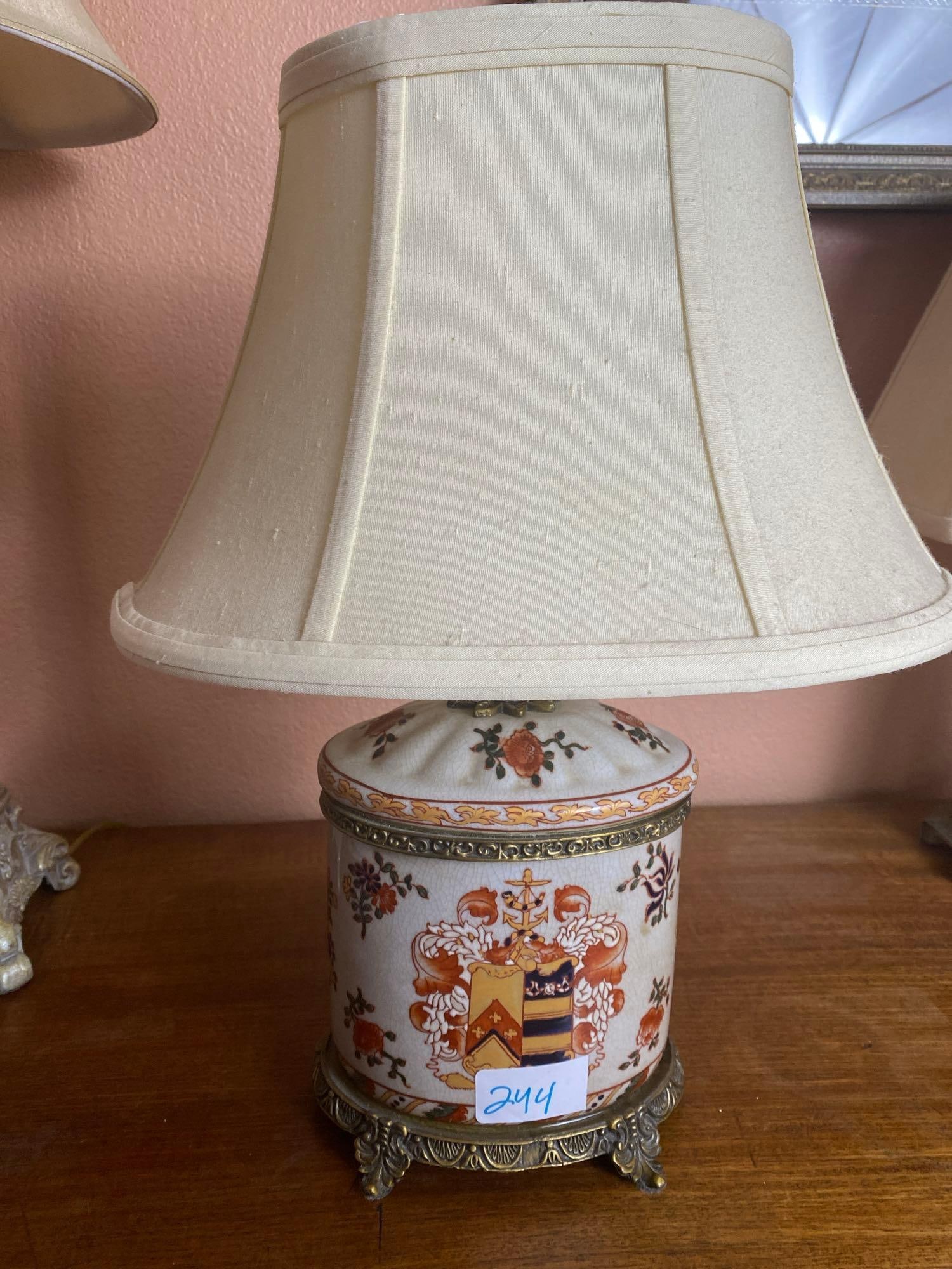 Vintage Brass Mounted Porcelain Table Lamp (1 of 3)