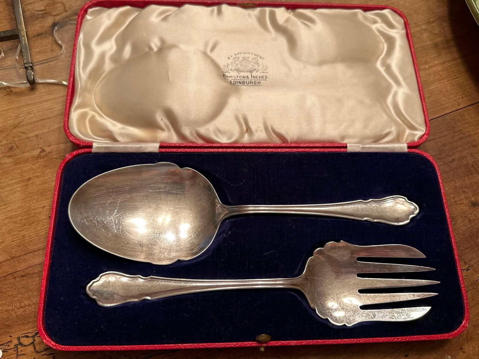 Antique Hamilton & Inches Scottish Silver Plate Serving Set In Original Case. (1 of 6)