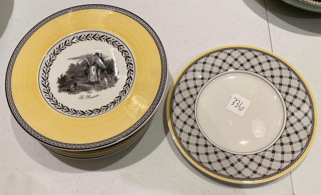 Eight Villeroy & Boch Black And Yellow Dessert Plates (1 of 3)