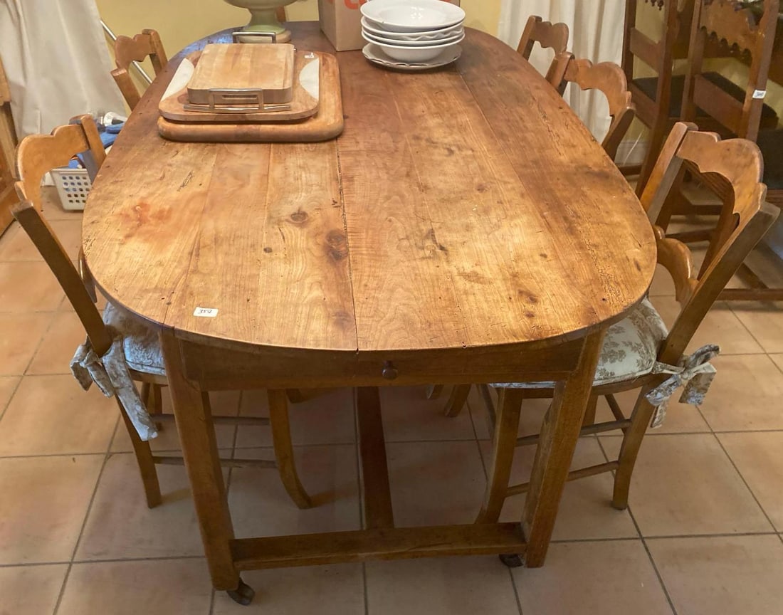 Antique Oval Dining Table & Six Chairs (1 of 7)