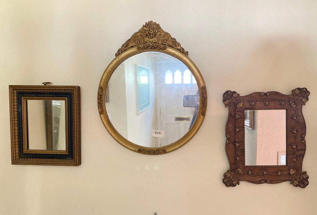 Three Antique Mirrors: Three antique mirrors. Largest approximately 18.0im High.