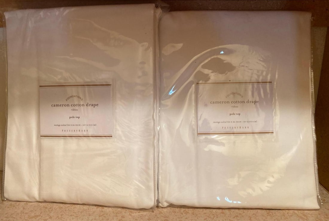 Pair Of Pottery Barn Cotton Drapes, New In Bags: Pair of Pottery Barn cotton drapes, new in bags.
