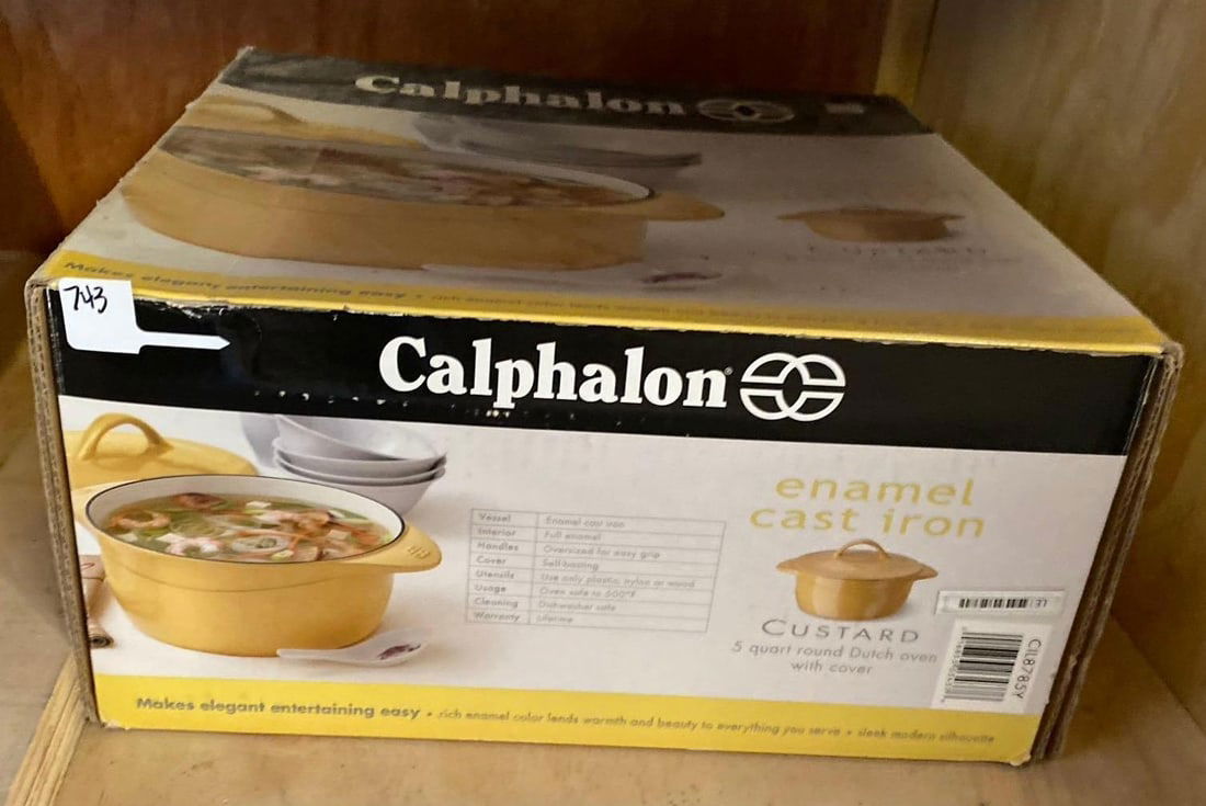 Calphalon Yellow Enamel 5 Quart Cast Iron Dutch Oven, New In Box (1 of 3)