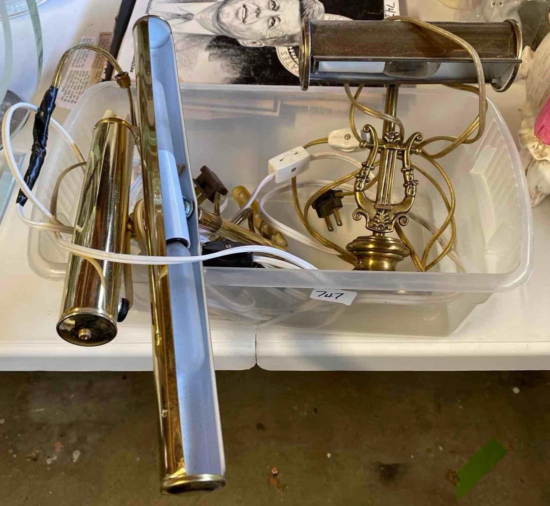 Brass Desk Lamp & Wall Mounted Art Lights (1 of 3)