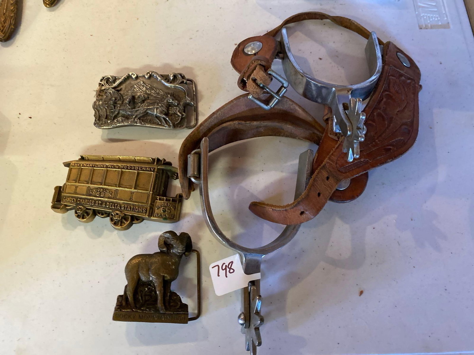 Belt Buckles & Tooled Leather Spurs: Belt buckles & tooled leather spurs