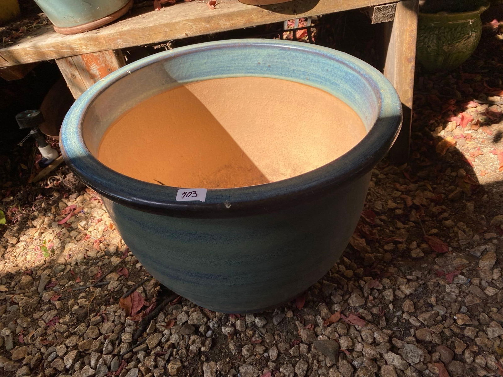 Large Blue Ceramic Planter (1 of 3)