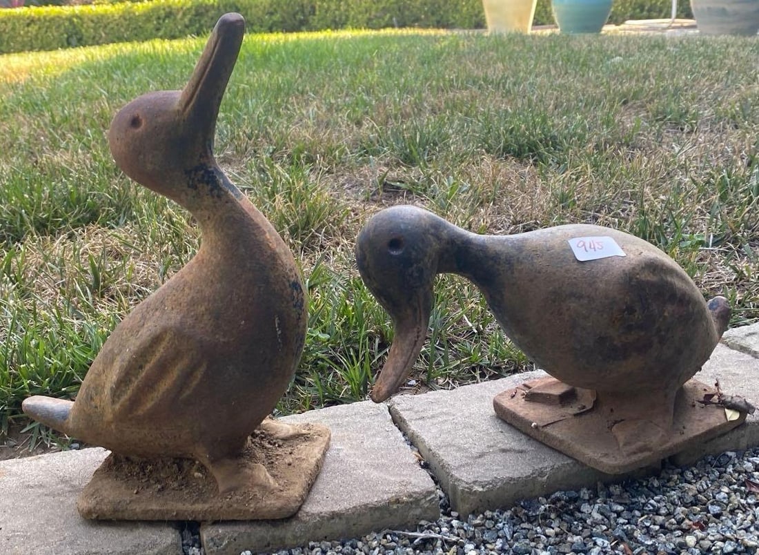Pair Of Cast Iron Ducks Statues (1 of 3)
