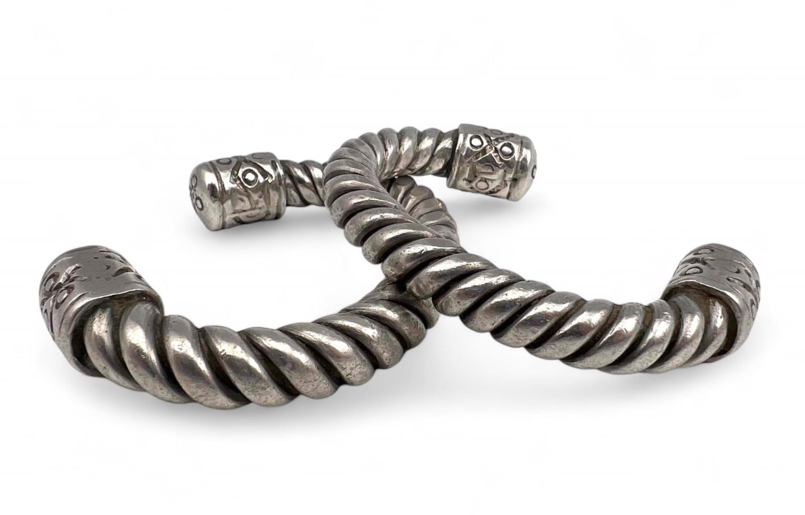 Pair Of Sterling Silver Tribal Cuff Bracelets (1 of 5)