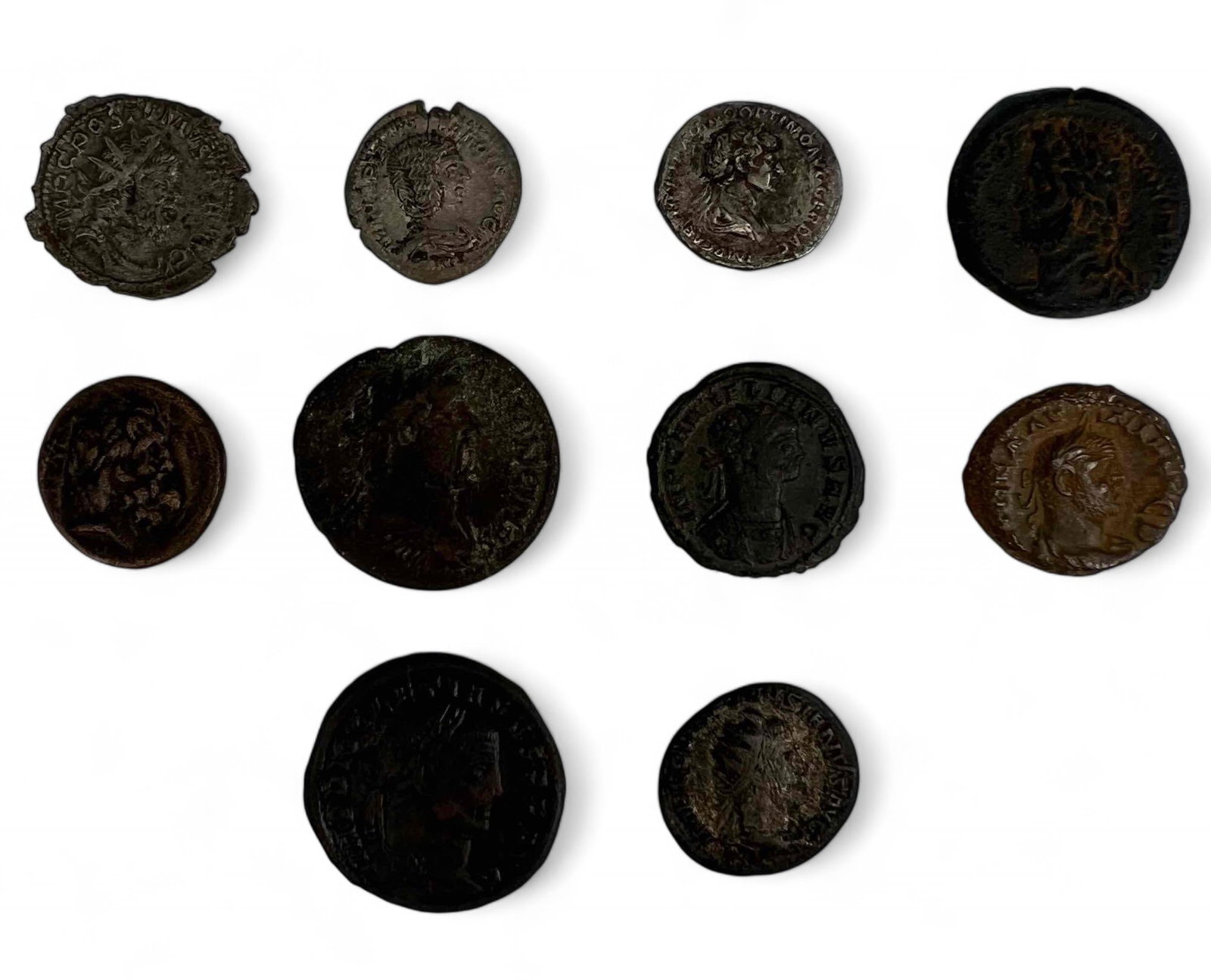 10 Ancient Coins, Postumus, & Julia Domna, Trajan Denarius, Hadrian, Antioch Syria, Antoninus Pius (1 of 8)