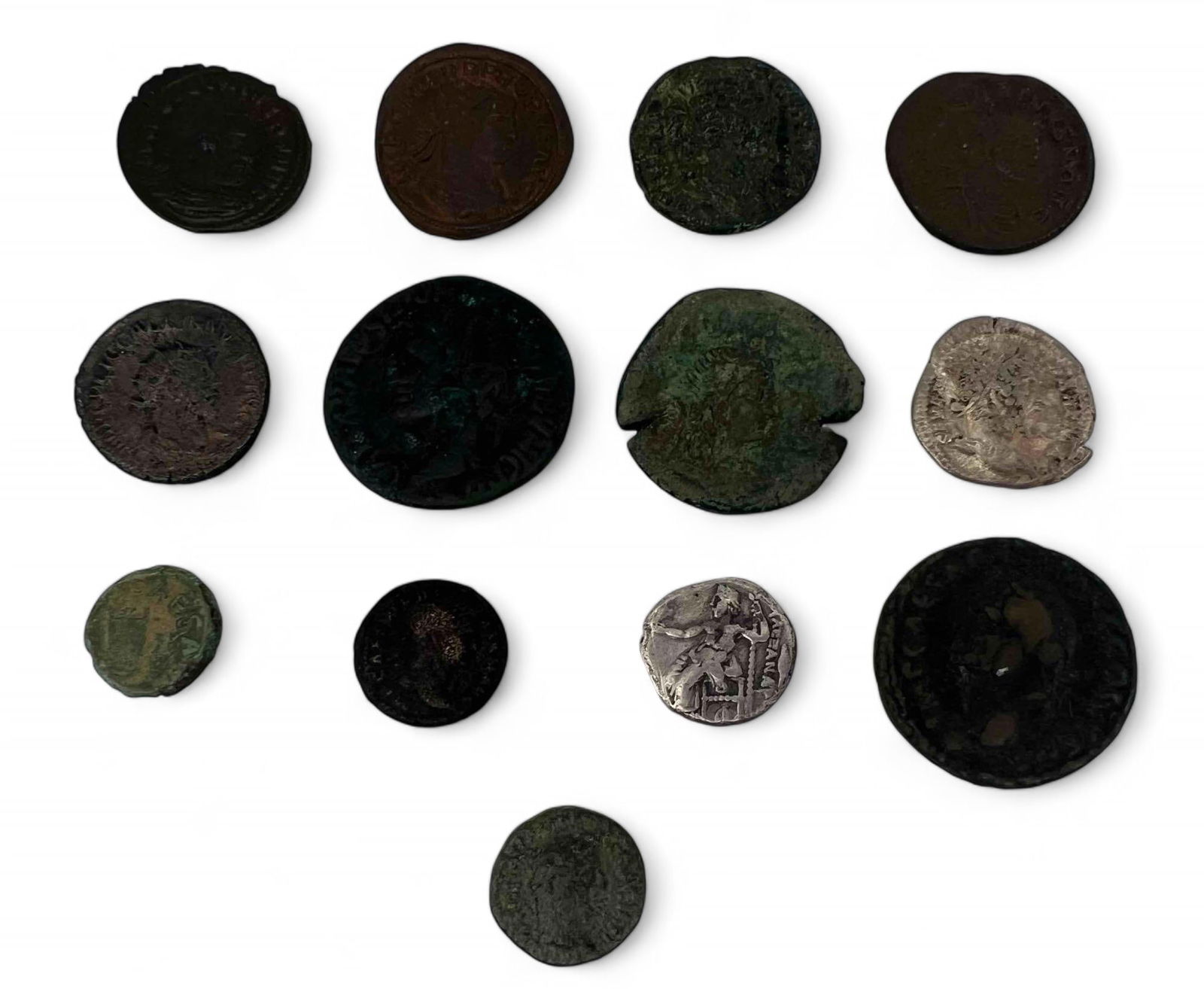 13 Ancient Coins, Vespasian, & Licinius I, Septimus Serverus, Gallienus, julia Domna, Carinus, (1 of 9)