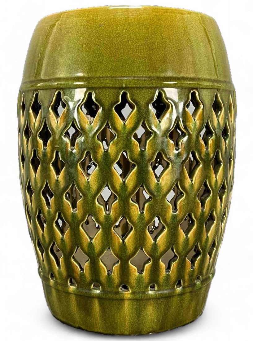 Green Ceramic Garden Stool (1 of 10)
