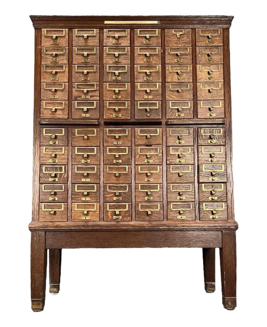 Sixty Drawer Oak Library Card Catalog (1 of 20)