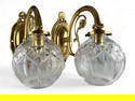 Pair Waterford Lismore Crystal & Brass Wall Sconces