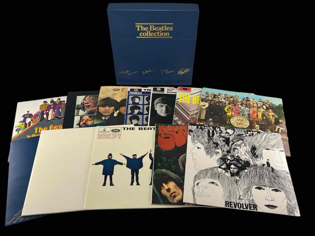 The Beatles Collection Vinyl Box Set: The Beatles Collection Vinyl Box Set. 13 albums One is Two Vinyl Set. Albums Include "A Hard Days Night" "Let it Be" "Beatles for Sale" "Revolver" "Yellow Submarine" "Abbey Road" "Rubber Soul" "Help!"