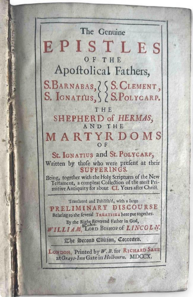 The Genuine Epistles Of The Apostolical Fathers, S. Barnabas, S. Clement, S. Ignatius, S. Polycarp (1 of 20)