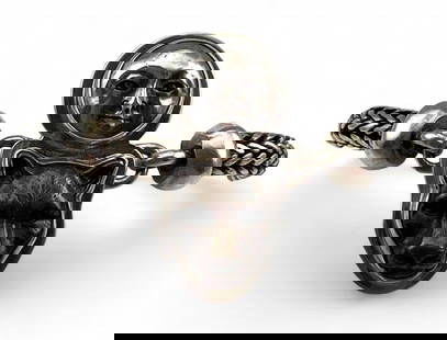 Tabra Sterling Silver Moon & Panther Bracelet: Tabra Sterling Silver Moon & Panther Bracelet. 39.5g. Signed, tests as sterling silver. Band Approximately 7.75L x 0.25W in. Front Piece Approximately 1.5H x 1.0W in.