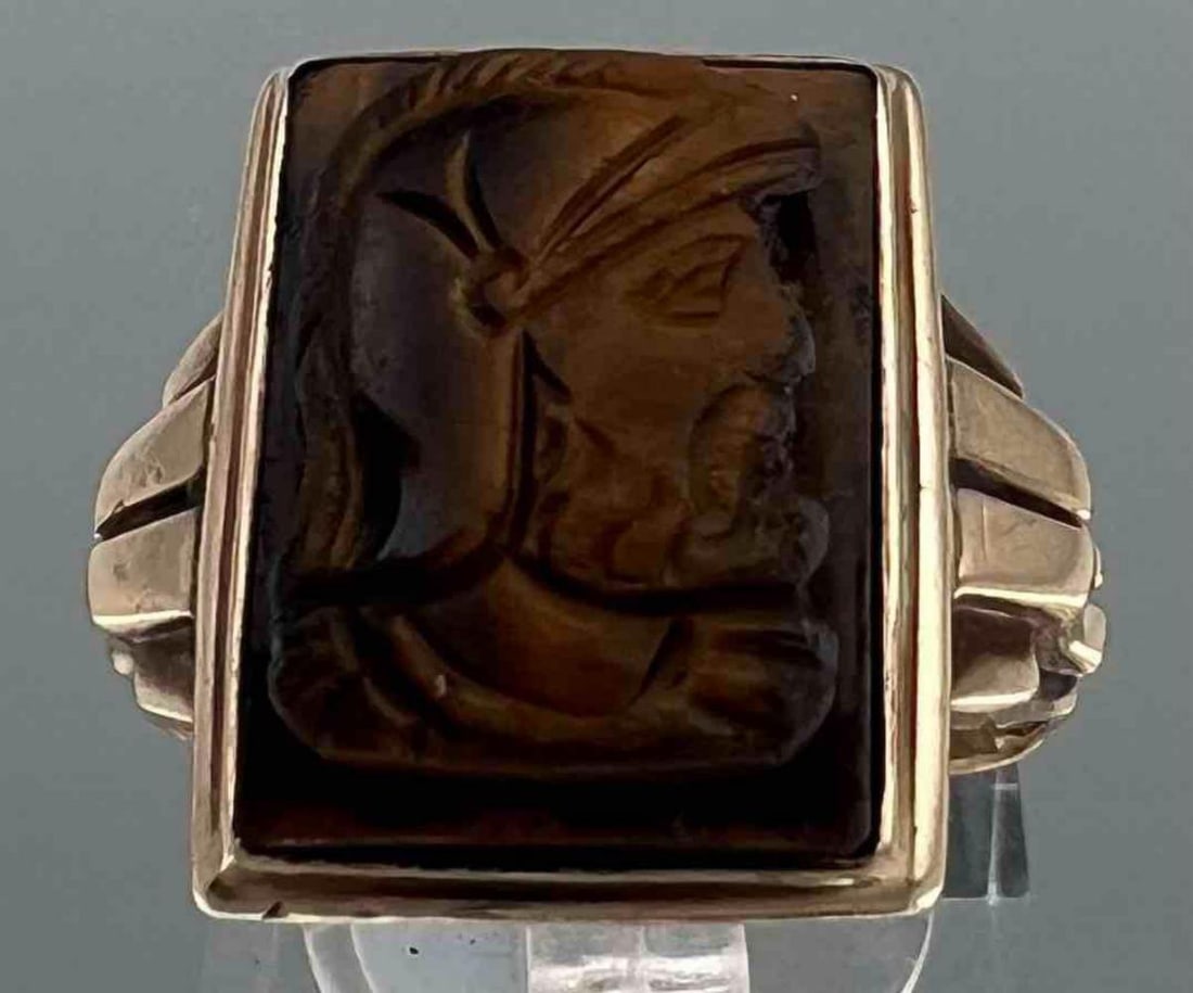 10K Tiger's Eye Cameo Ring (1 of 8)